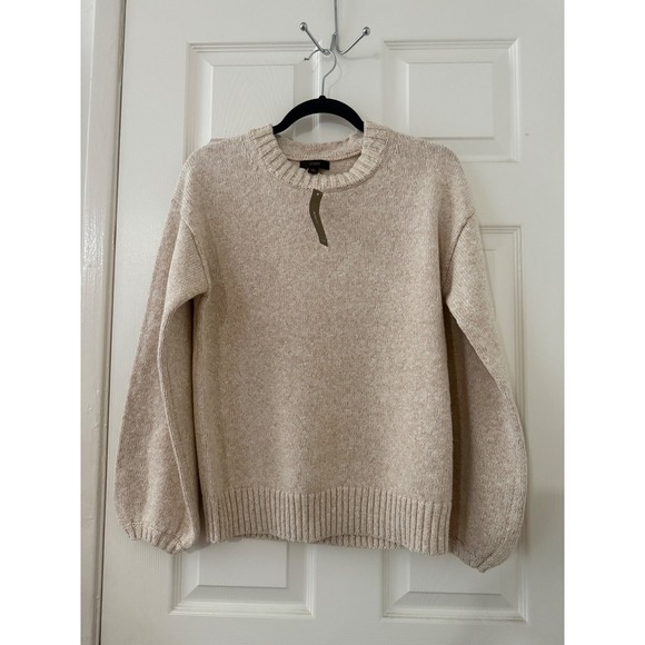 J. Crew Marled Crew Neck Puff Sleeve Sweater - Picture 1 of 2
